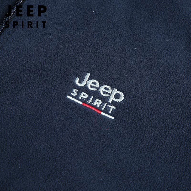 JEEP吉普男士夹克秋冬立领摇粒绒抓绒衣户外防风保暖运动开衫简约休闲抓绒男装夹克