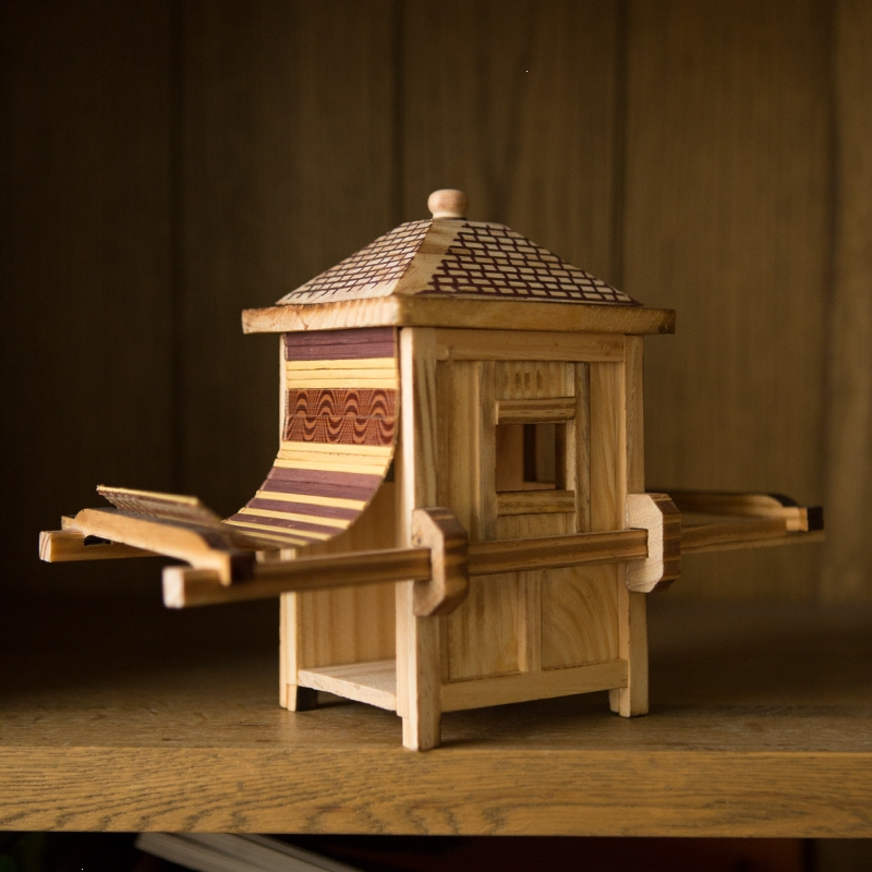 法耐fanai竹制品摆件创意装饰竹木工艺品模型玩具风车水车书架摆设