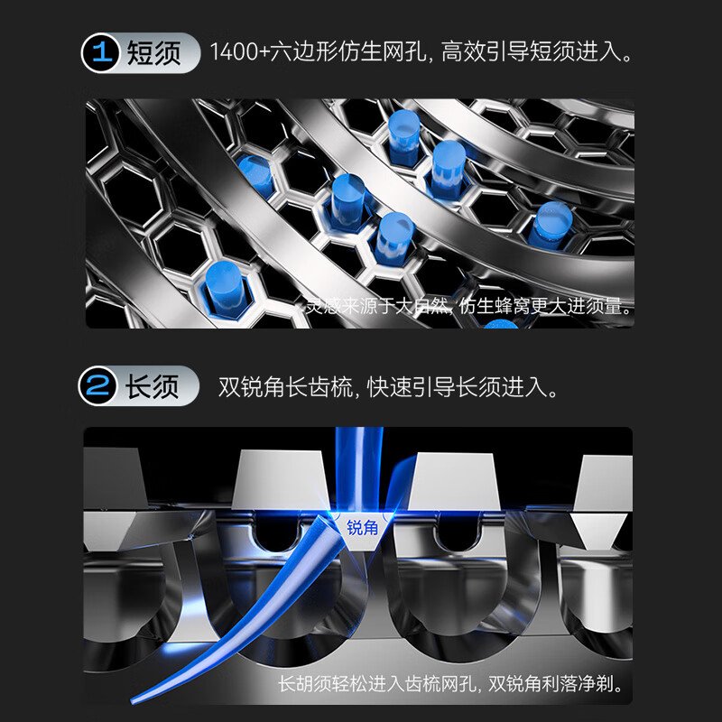 超人(SID)高端系列往复式剃须刀三刀头全身水洗电镀机身电动旋转刮胡刀 HS910高清大图