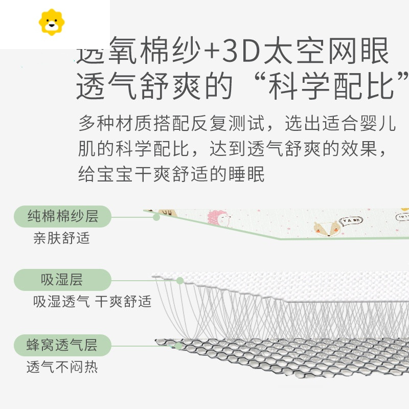 喻娄新生儿防吐奶云片枕婴儿枕头夏季吸汗透气宝宝0-3-6个月定型枕巾