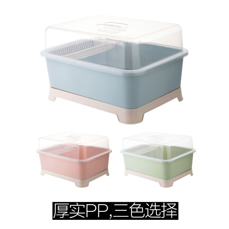 带盖沥水碗筷收纳盒装碗架放餐具碗碟架厨房台面碗柜置物架收纳层架 三维工匠高清大图