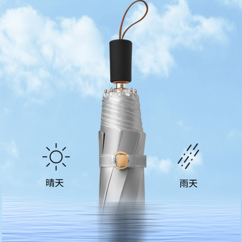 美度2022年新款三折双层银胶太阳伞晴雨两用遮阳伞插画风雨伞M3105