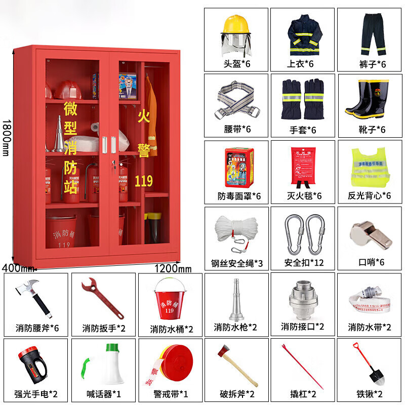 戴劲消防器材柜放置工具柜工地商场展示柜应急柜1.2米6人02式套餐高清大图
