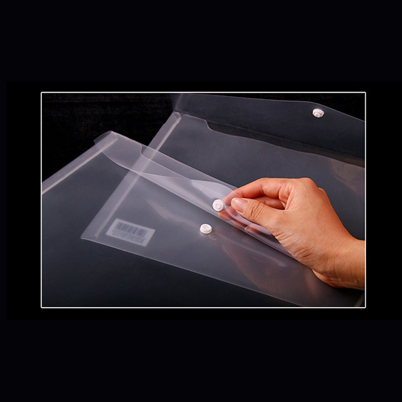 得力deli企业定制5505文件袋a4加厚透明按扣文件袋资料袋公文袋透明白