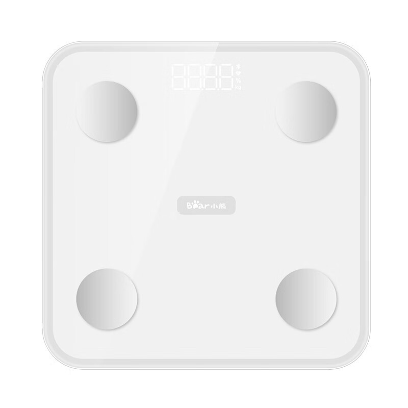 小熊(Bear)智能体脂秤 电子秤 人体秤 体重秤 高精准24项身体数据蓝牙版 塑形减脂 DZC-D18E3【白】
