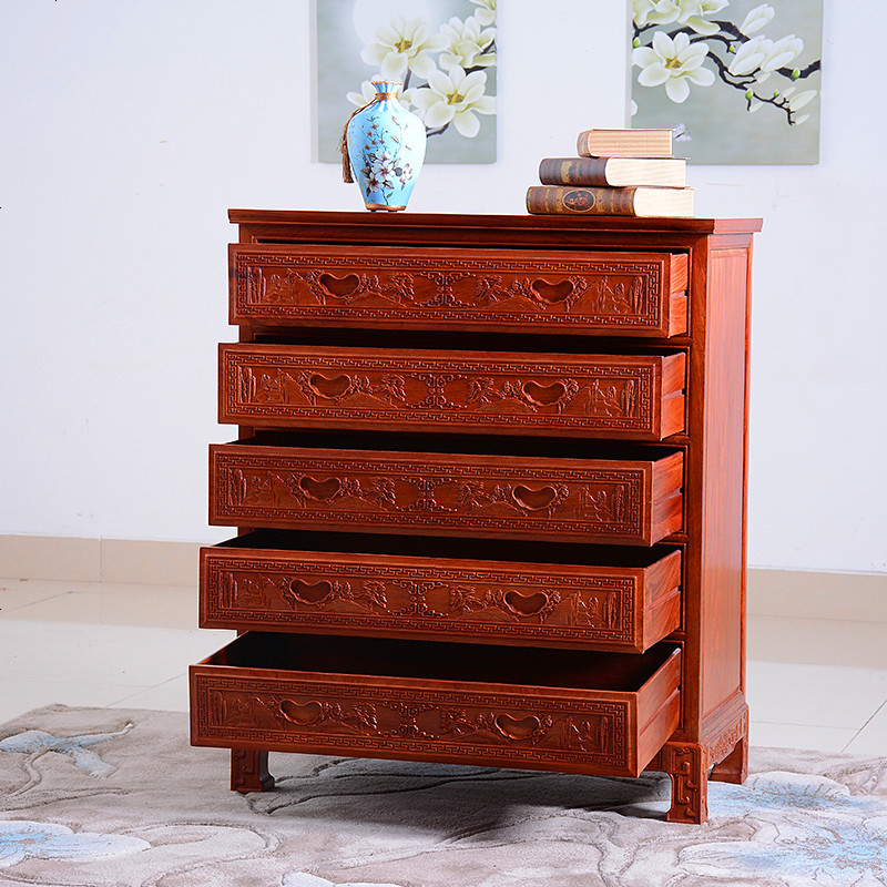 红木五斗柜非洲缅甸花梨木六斗柜卧室实木储物柜中式收纳柜香樟木