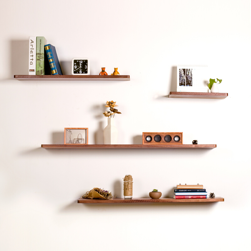 淮木墙上置物架搁板一字隔板实木墙壁装饰创意储物架客厅墙面壁挂书架