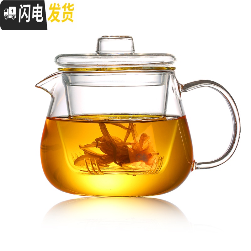 三维工匠耐热玻璃杯 花茶杯带把带盖过滤泡茶杯男女式办公水杯茶具加厚 园趣500+恒温宝高清大图