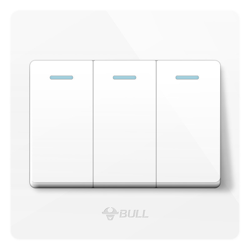 公牛(BULL) 开关插座 G07系列 三开双控开关 86型面板G07K312Y 白色