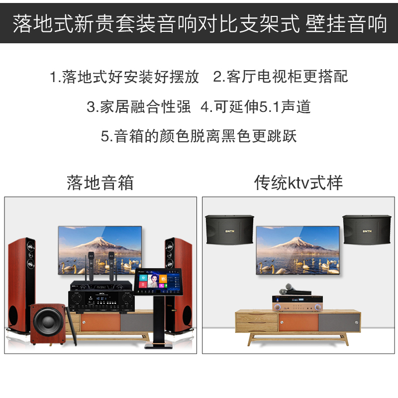 奔腾(BNTN)套装家庭影院专业会议KTV音响2.1全套卡拉OK点歌机触屏电视落地音箱8200配新贵音箱低音炮套装