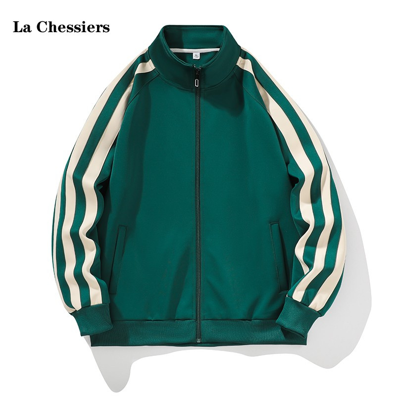 官方春秋季新款条纹开衫卫衣男休闲潮牌运动宽松日系夹克上衣外套