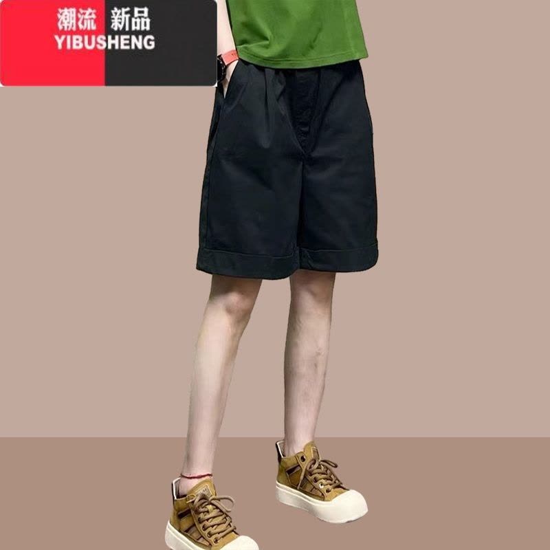 YIBUSHENG短裤女季2024新款小个子宽松休闲裤薄款高腰五分裤阔腿裤子图片