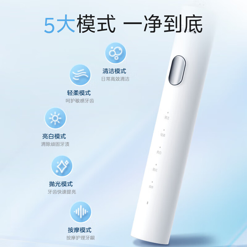 美的(Midea)电动牙刷震动充电智能声波 YS7 海盐蓝高清大图