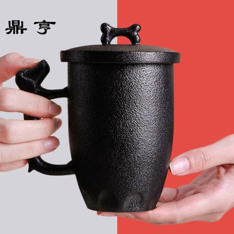 鼎亨马克杯定制杯子陶瓷带盖茶杯过滤家用泡茶杯办公室水杯随手杯