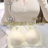 漫画胸夏季冰丝内衣女小胸聚拢显大防下垂无钢圈固定杯文胸罩