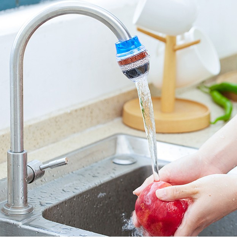 水龙头五层过滤器嘴自来水厨房净水家用滤水器五层节水防溅头|一个装蓝色
