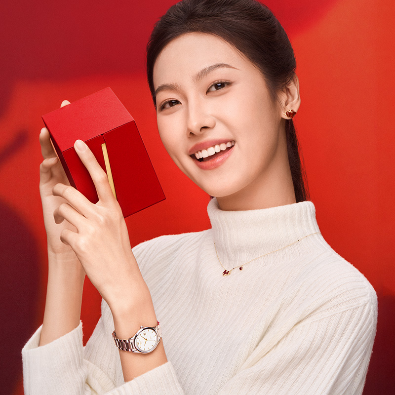 天王表金标送福18K金皇冠logo女表商务休闲轻奢女士石英手表31524高清大图