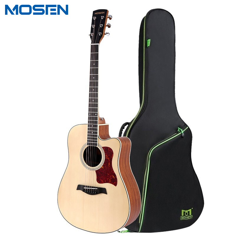 莫森(MOSEN)DC41云杉民谣初学者小木吉他入门吉它jita升级款原木色缺角41英寸 MS-50DM