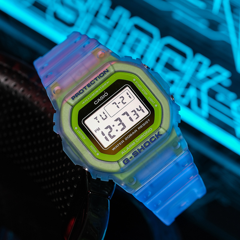 卡西欧手表 g-shock 冰电之韧主题系列 透明表款 防水防震运动男表dw