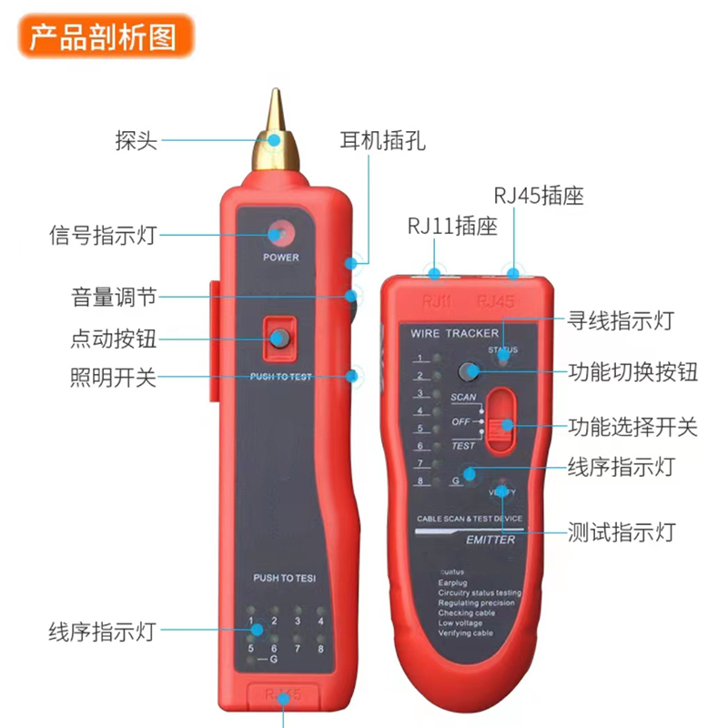 SHENG CHUANG 多功能寻线仪SC-XXY 测线仪网络寻线仪抗干扰寻线器,精准寻线,抗干扰无噪音