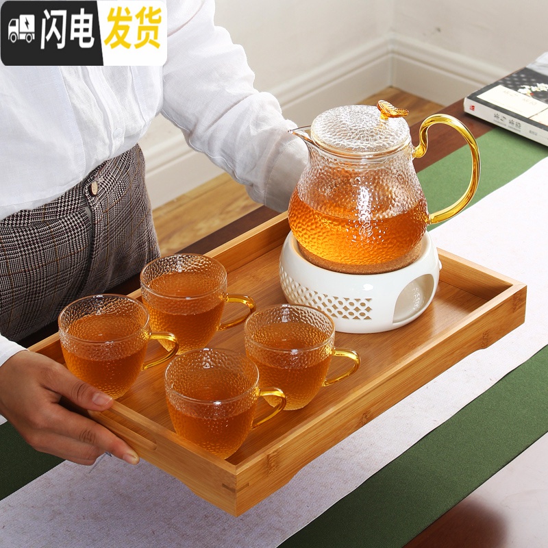 三维工匠花茶杯日式院蜡烛加热茶壶玻璃煮茶养生水果茶壶下午茶具套装 贵妃壶(800)高清大图