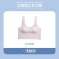 女童学生内衣运动防震跑步背心初中生高中生薄款少女款发育期文胸 L 浅桃粉（彩棉长）