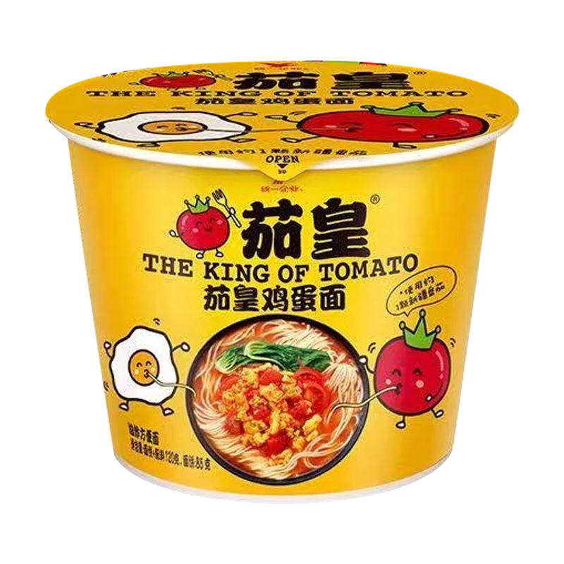统一 茄皇 新疆番茄鸡蛋面 120g桶面*12桶 整箱装