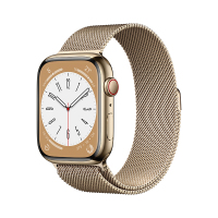 Apple Watch Series 8 智能手表(GPS+蜂窝版) 41mm 金色不锈钢表壳 金色米兰尼斯表带