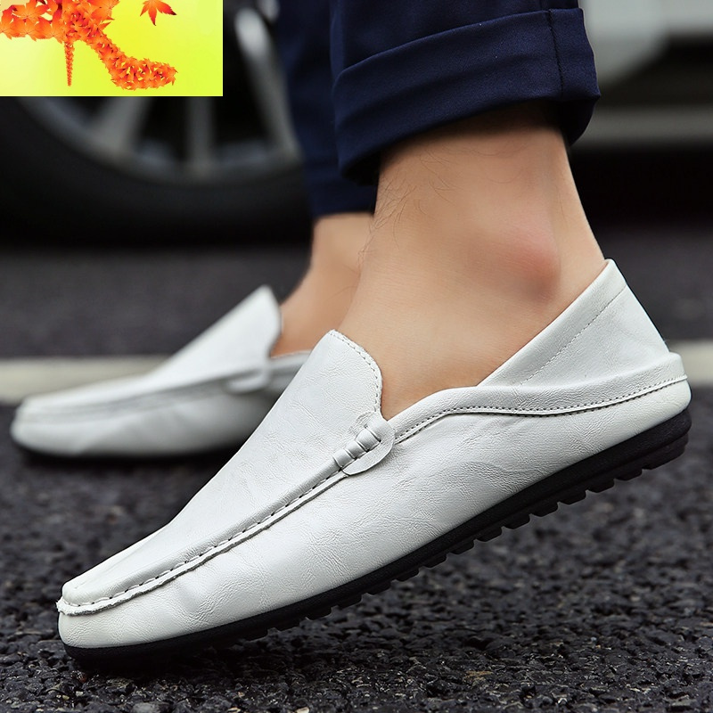 夏季休闲皮鞋男新款豆豆鞋男潮流软底男鞋韩版社会精小伙休闲鞋简畅