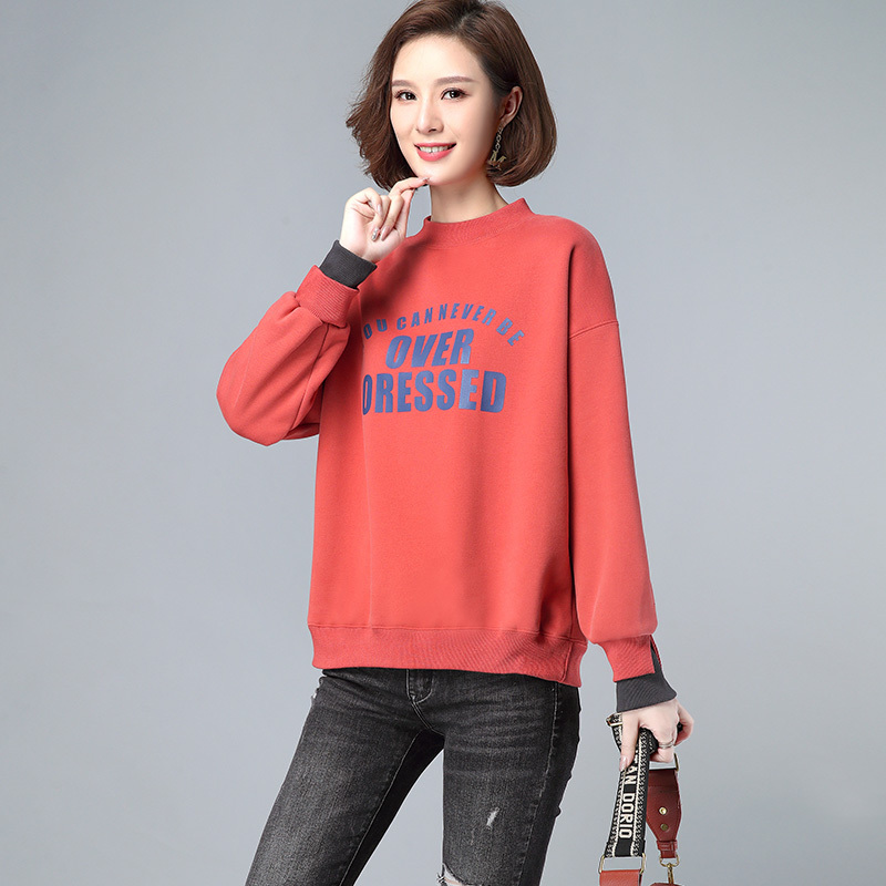 女士卫衣套头冬装女卫衣宽松休闲打底衫简约时尚气质潮保暖卫衣女装