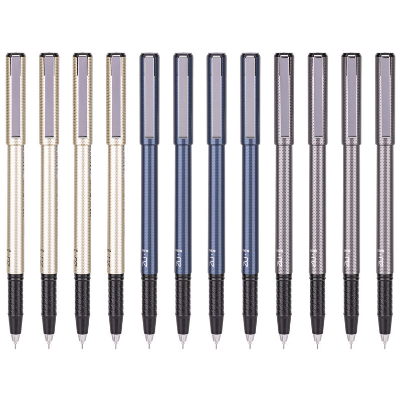 得力(deli)S46中性笔 全针管中性笔 财务专用 12支/盒 0.38mm 黑色