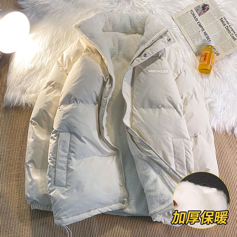 DEBRAND棉服女冬季加绒加厚2021新款韩版洋气百搭羊毛绒棉衣外套
