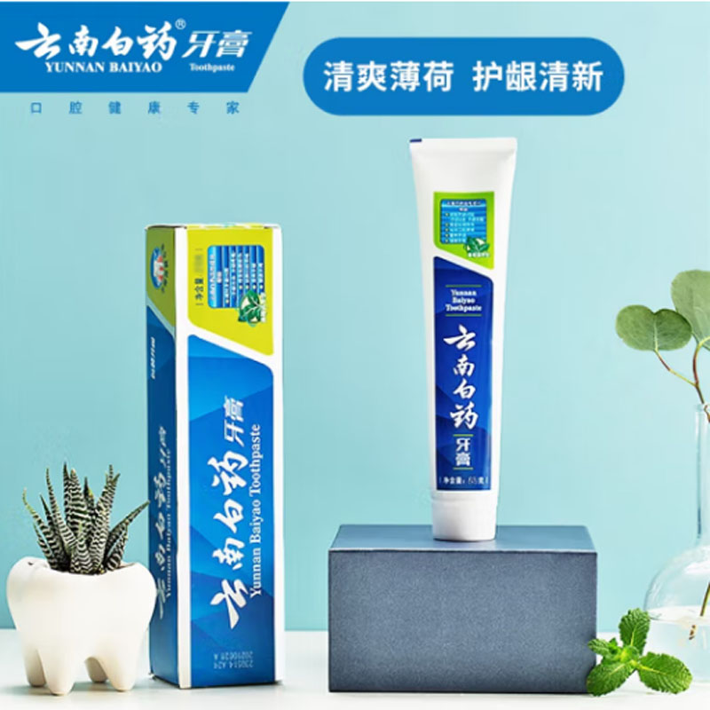 云南白药(YUNNAN BAIYAO)健齿护龈清新口气改善牙龈问题薄荷香型牙膏(新旧包装随机发货)