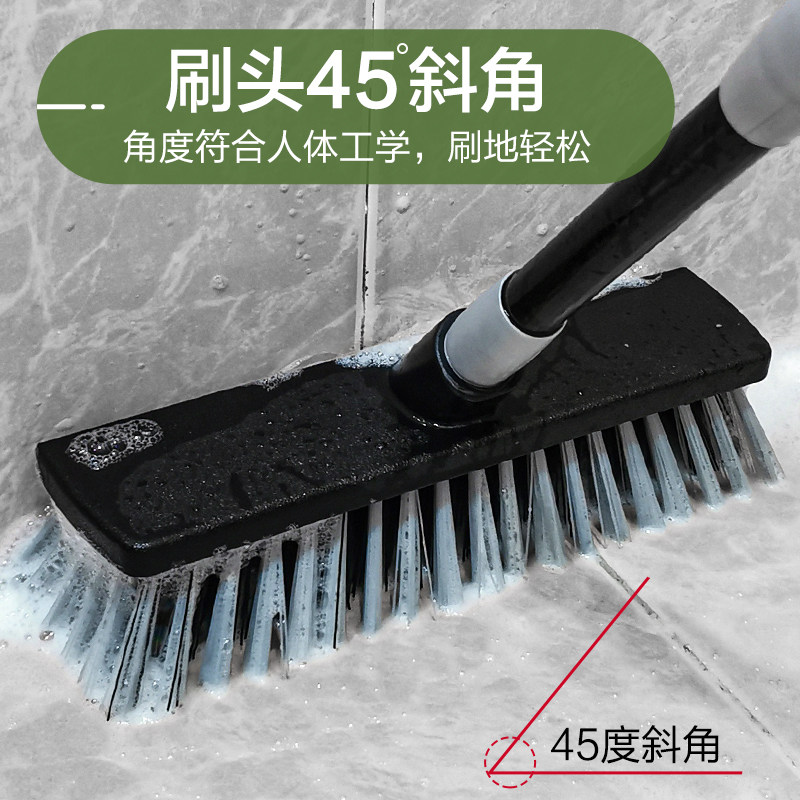玫科 商用酒店地板洗地刷加大号硬毛浴室瓷砖卫生间刷子户外地砖清洁刷50CM硬毛地刷(不锈钢两节杆)高清大图