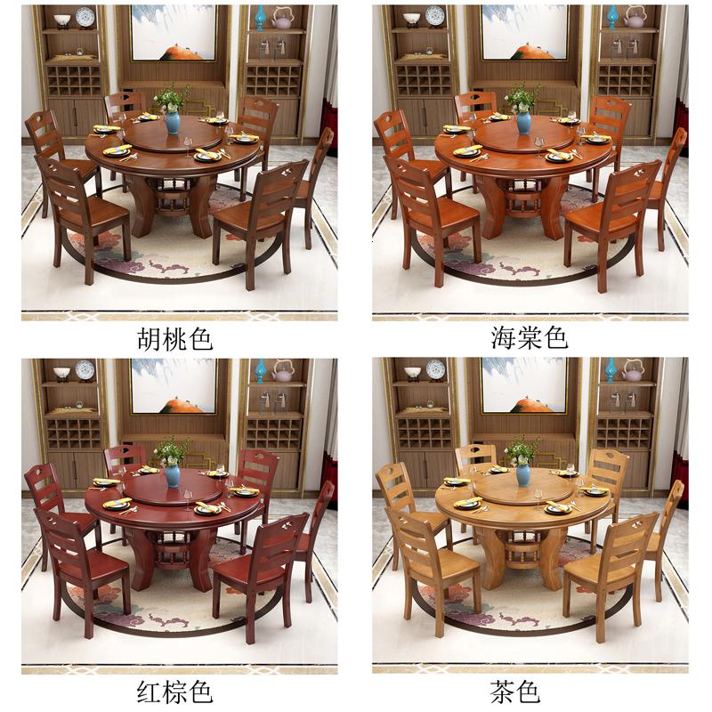实木圆形餐桌橡木餐桌椅组合家用储物圆桌子1.8米2米大圆餐桌饭桌高清大图