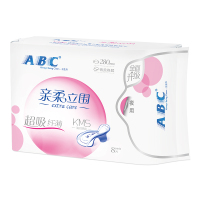 ABC 亲柔立围 夜用 纤薄棉柔表层 卫生巾280mm*8片 含KMS健康配方