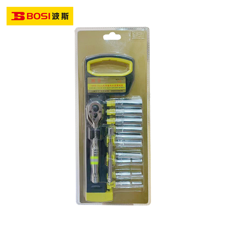 波斯(BOSI) 荧光系列12件6.3mm系列塑夹长套筒组套 1/4“ 套高清大图