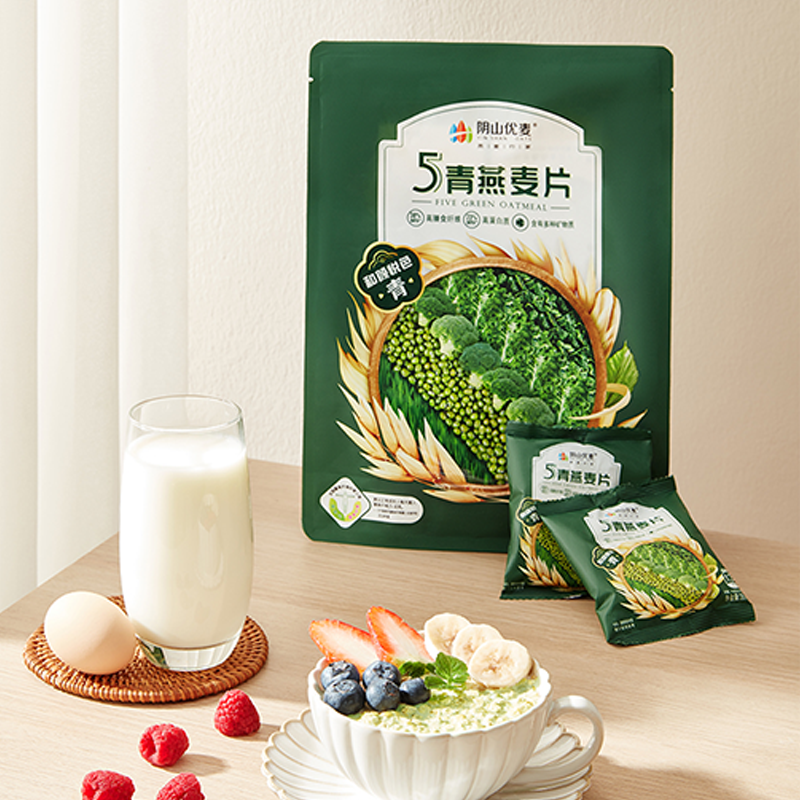 阴山优麦5青燕麦片420克(35克×12)冲泡即食燕麦片混合麦片营养早餐