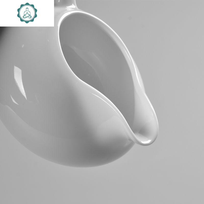 玉瓷茶海公道杯带手把 德化白瓷公杯分茶器功夫茶具配件陶瓷瓷器 封后 玉瓷公道杯-水点桃花