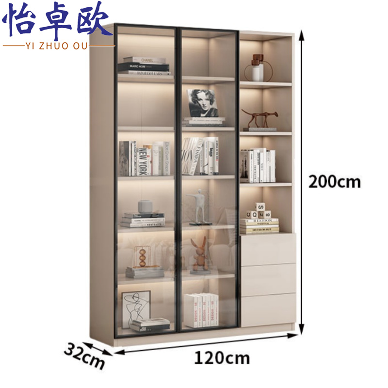 怡卓欧收纳柜两门三抽台高清大图