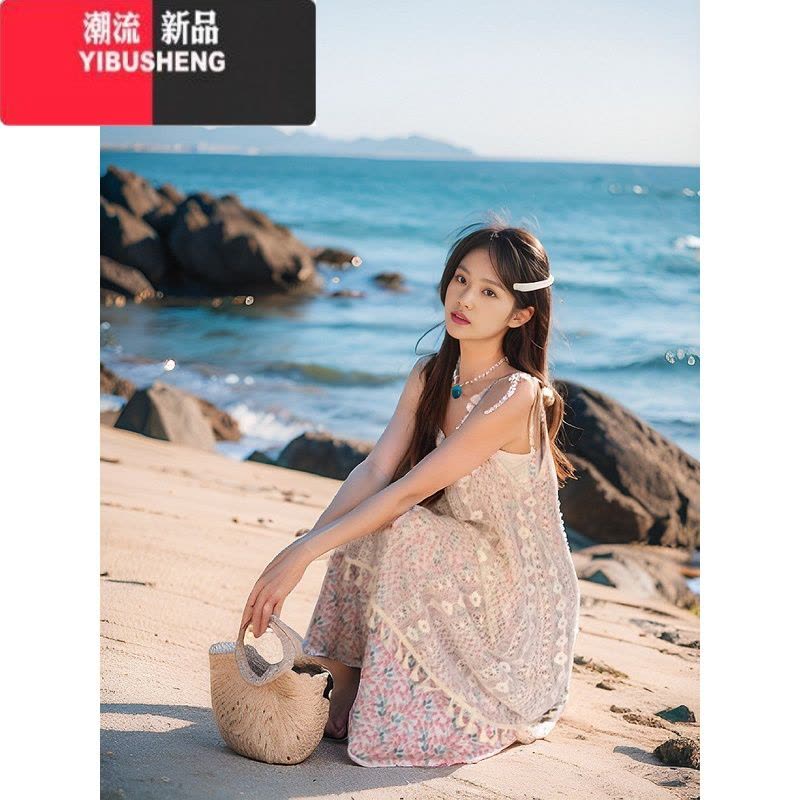 YIBUSHENG小个子海边度假风吊带裙女季设计感拼接碎花裙甜美连衣裙长裙子图片