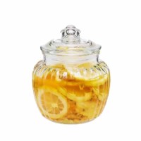 玻璃储物罐 泡菜坛子腌菜 厨房收纳玻璃密封罐 竖纹1250ML