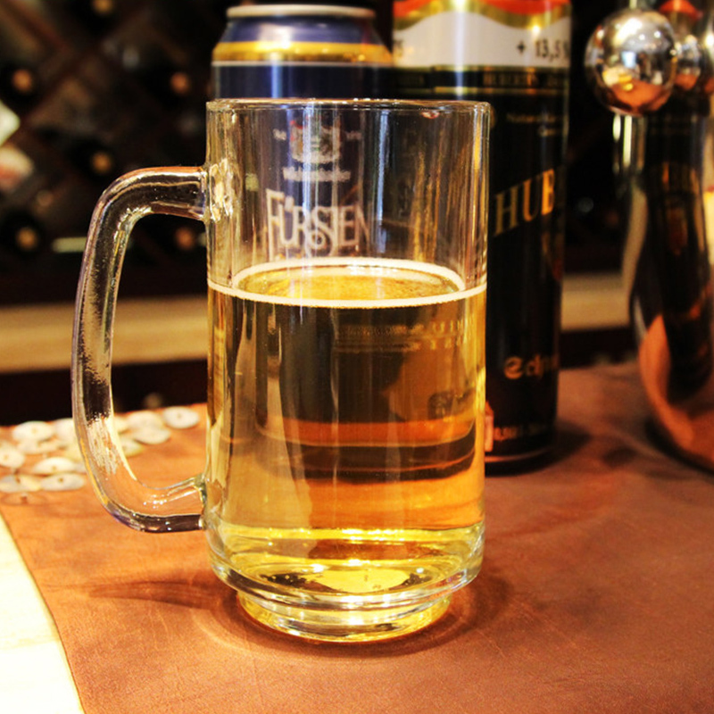 scybe喜碧 拉克罗啤酒杯把手杯4支装玻璃透明水杯果汁杯牛奶杯410ml