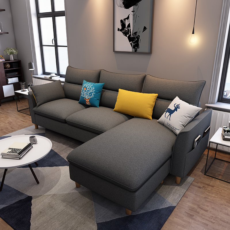 2020年新款北欧布艺沙发简约闪电客现代客厅小户型三人位网红沙发科技