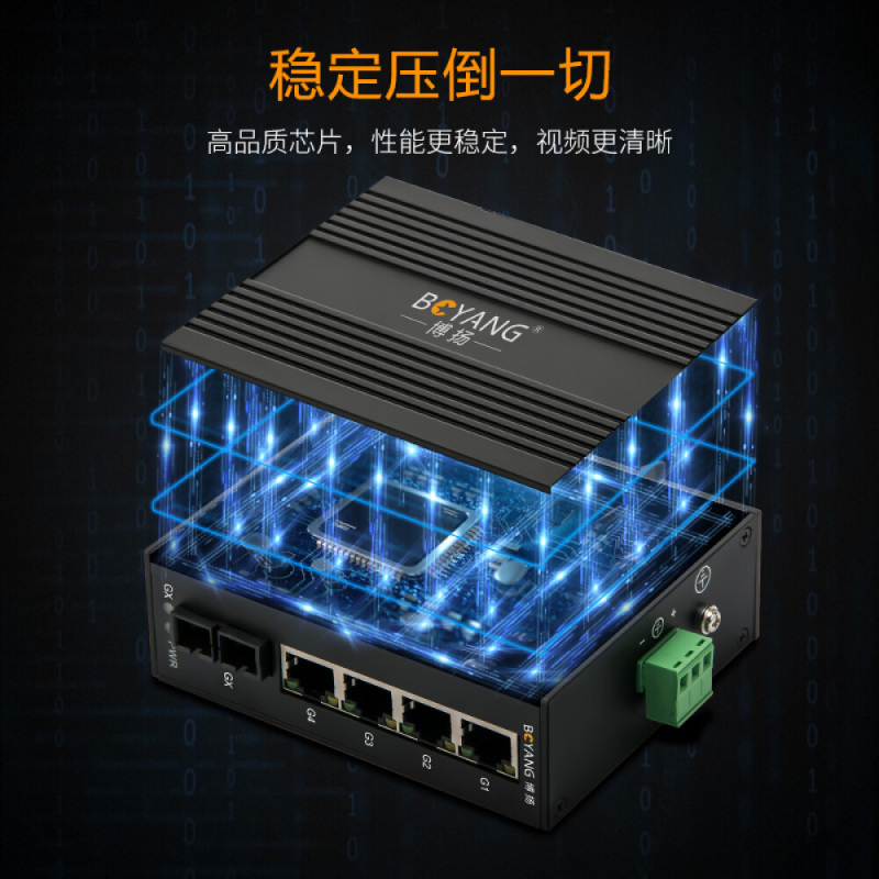 博扬（BOYANG）BY-GG208工业级光纤收发器千兆二光八电单模双纤以太网交换机含电源DC12～58V不含模块