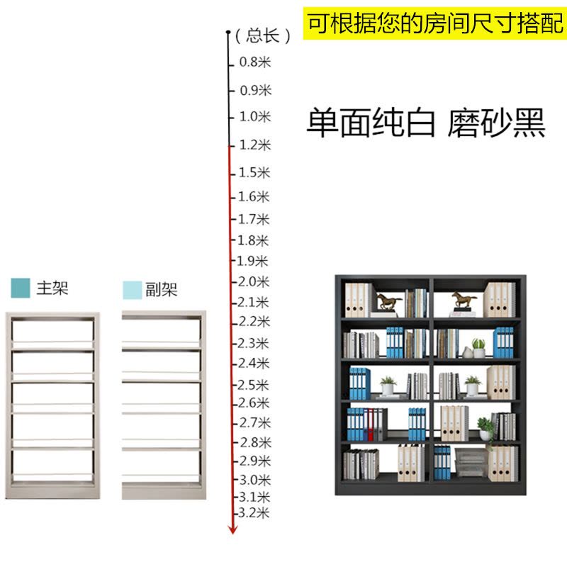 汉诺鑫威钢制书架置物架图书馆单双面书店阅览室货架档案架资料架双面一列二图片
