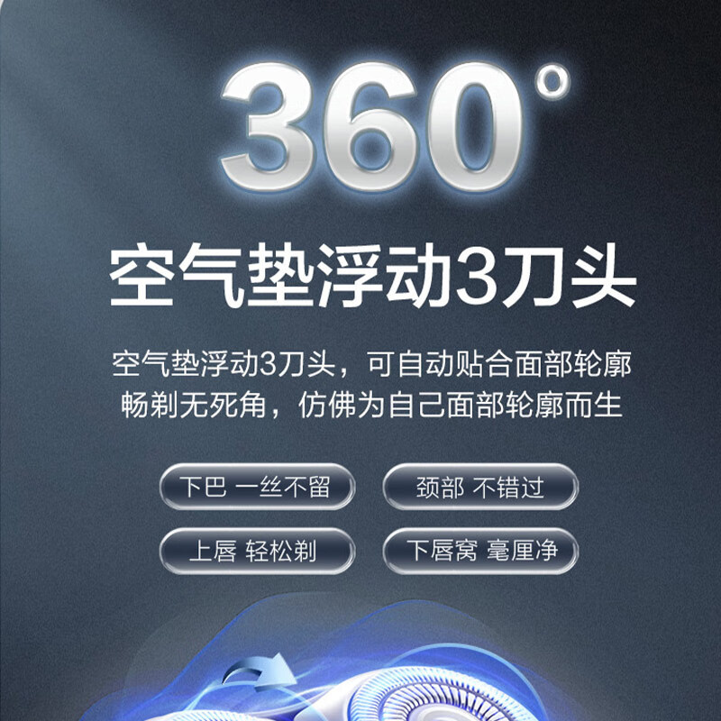 苏泊尔(SUPOR)电动剃须刀HM空气垫悬浮3刀头IPX7防水干湿双剃超强动力长续航刮胡刀全身水洗ES-RT30高清大图