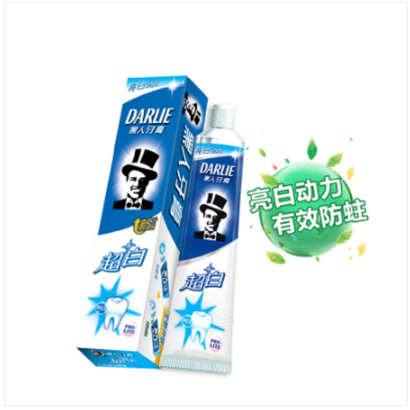 黑人(DARLIE) 超白美白牙膏 最新包装 清新口气防蛀健齿新款新包装