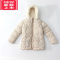 可莉允2-14岁加厚女童冬季羊羔毛棉袄外套夹棉保暖棉衣棉服中长款 米白色 衣标14/16