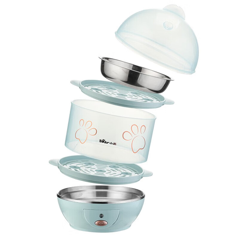 小熊煮蛋器家用双层蒸蛋器一键开关防干烧自动断电蒸蛋器360W 薄荷蓝ZDQ-C07C6高清大图